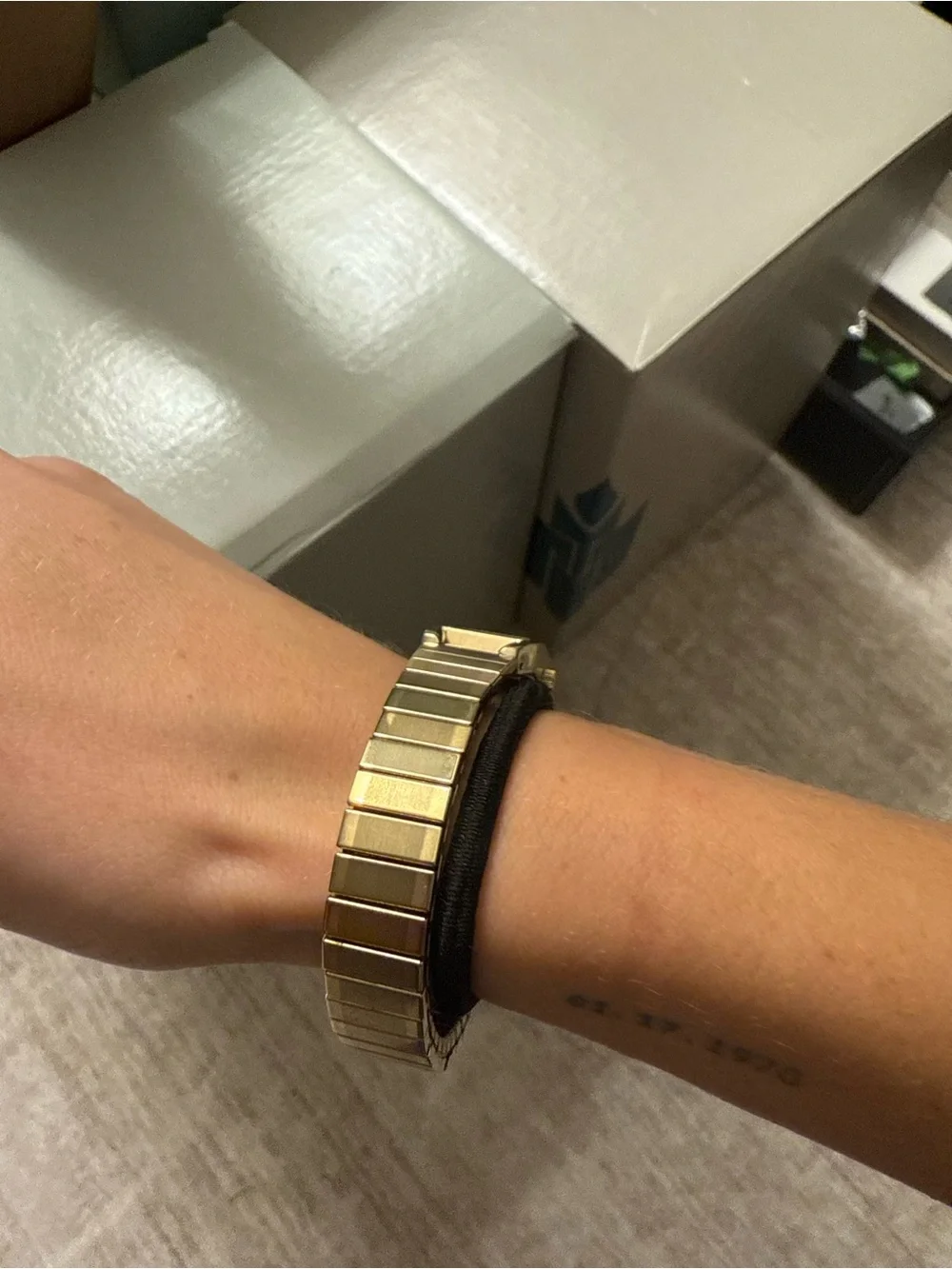 Anne Klein Gold and Black Rectangular Women's Watch - requires battery